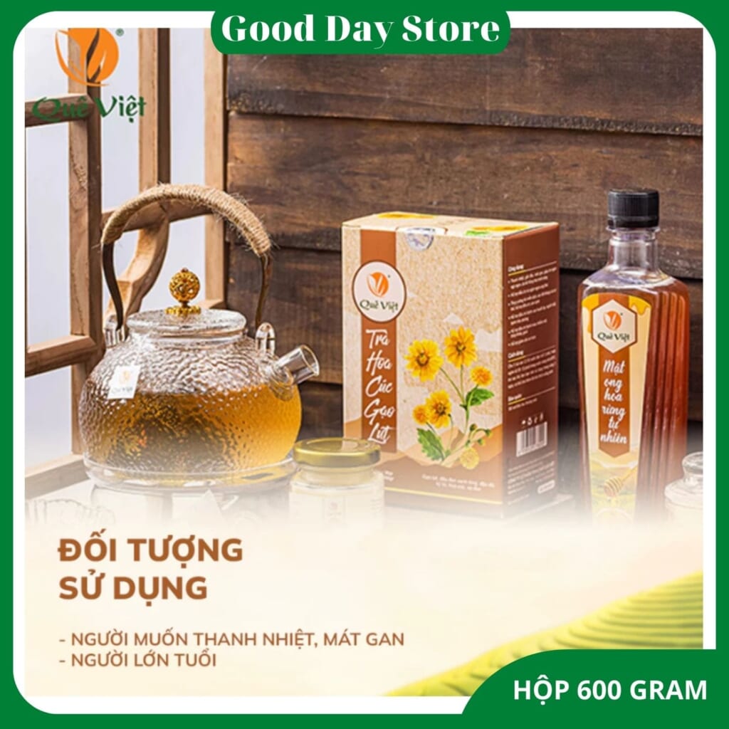Trà hoa cúc gạo lứt Quê Việt – Giải pháp thanh nhiệt, ngủ ngon từ thiên nhiên