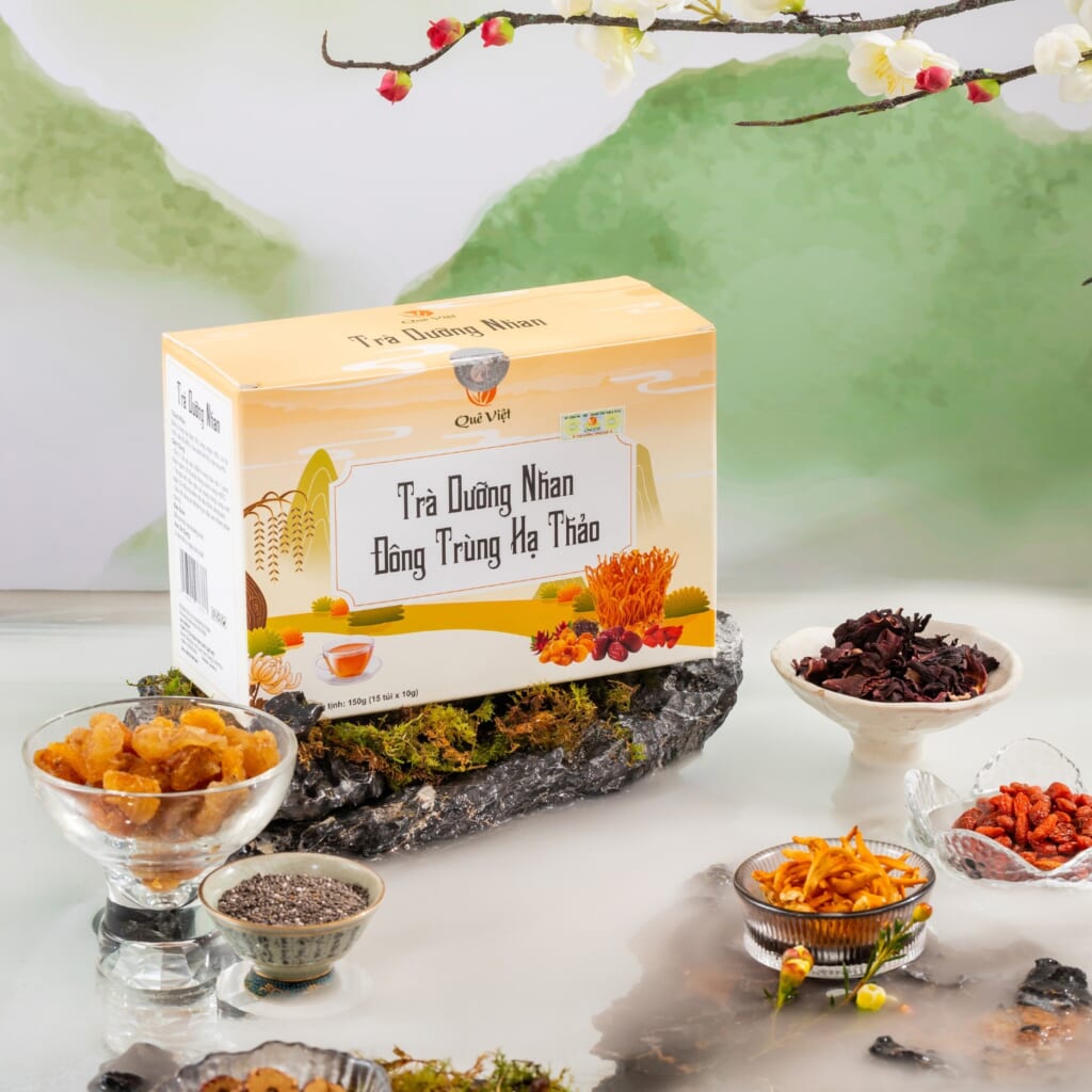 Thành phần trà dưỡng nhan đông trùng hạ thảo Quê Việt