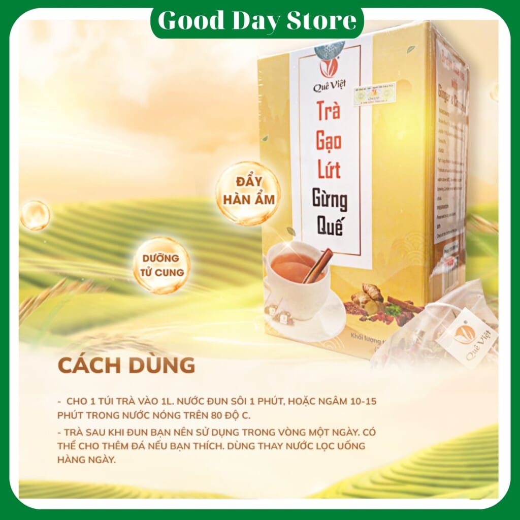 Trà Gạo Lứt Gừng Quế Quê Việt