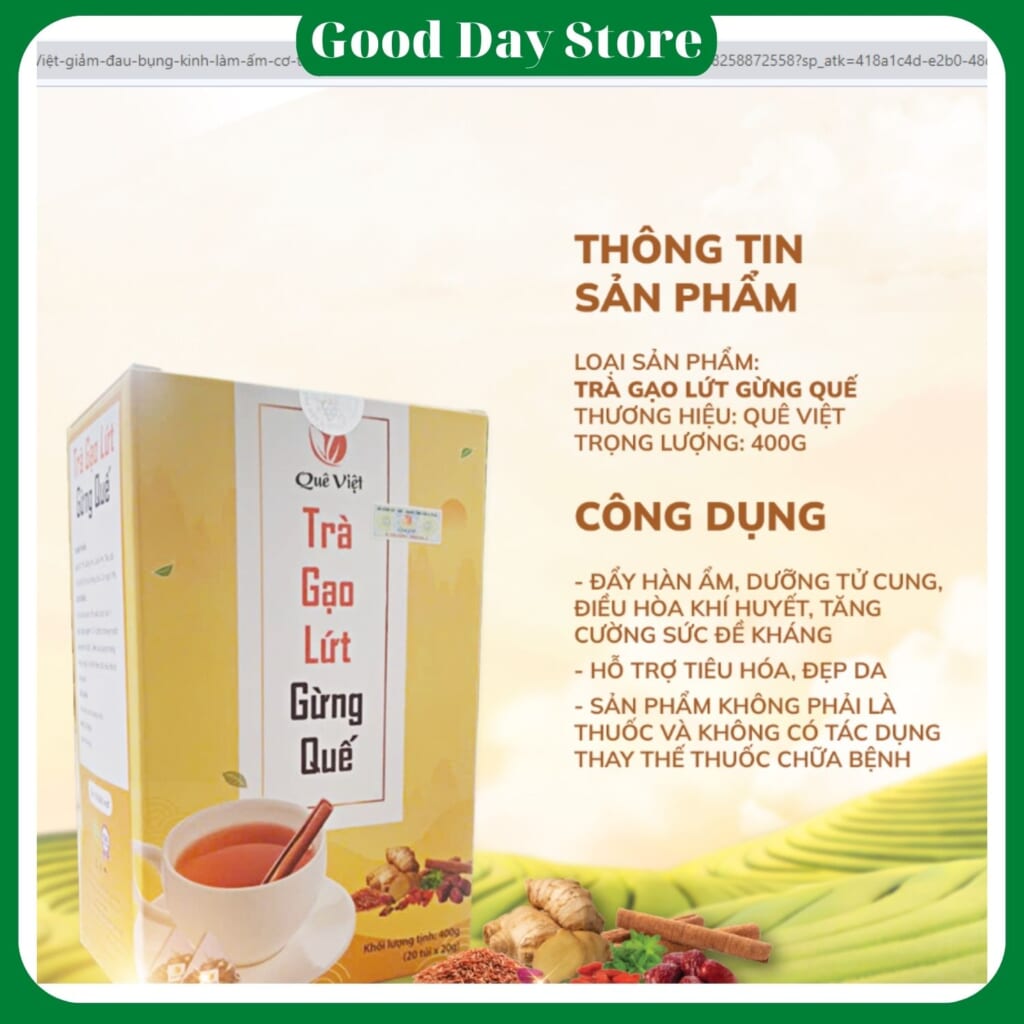 Trà Gạo Lứt Gừng Quế Quê Việt