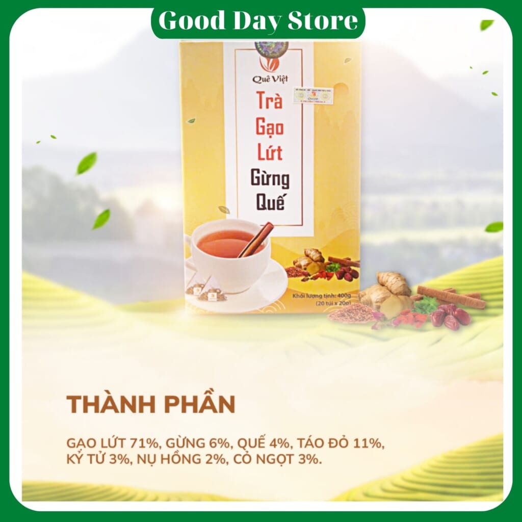 Trà Gạo Lứt Gừng Quế Quê Việt