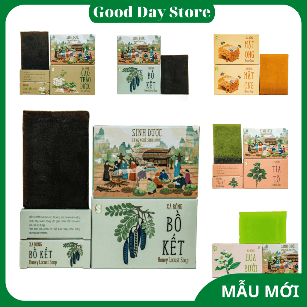 Xà bông thảo dược Sinh Dược - Làn da sáng mên, sạch mụn từ thên nhiên