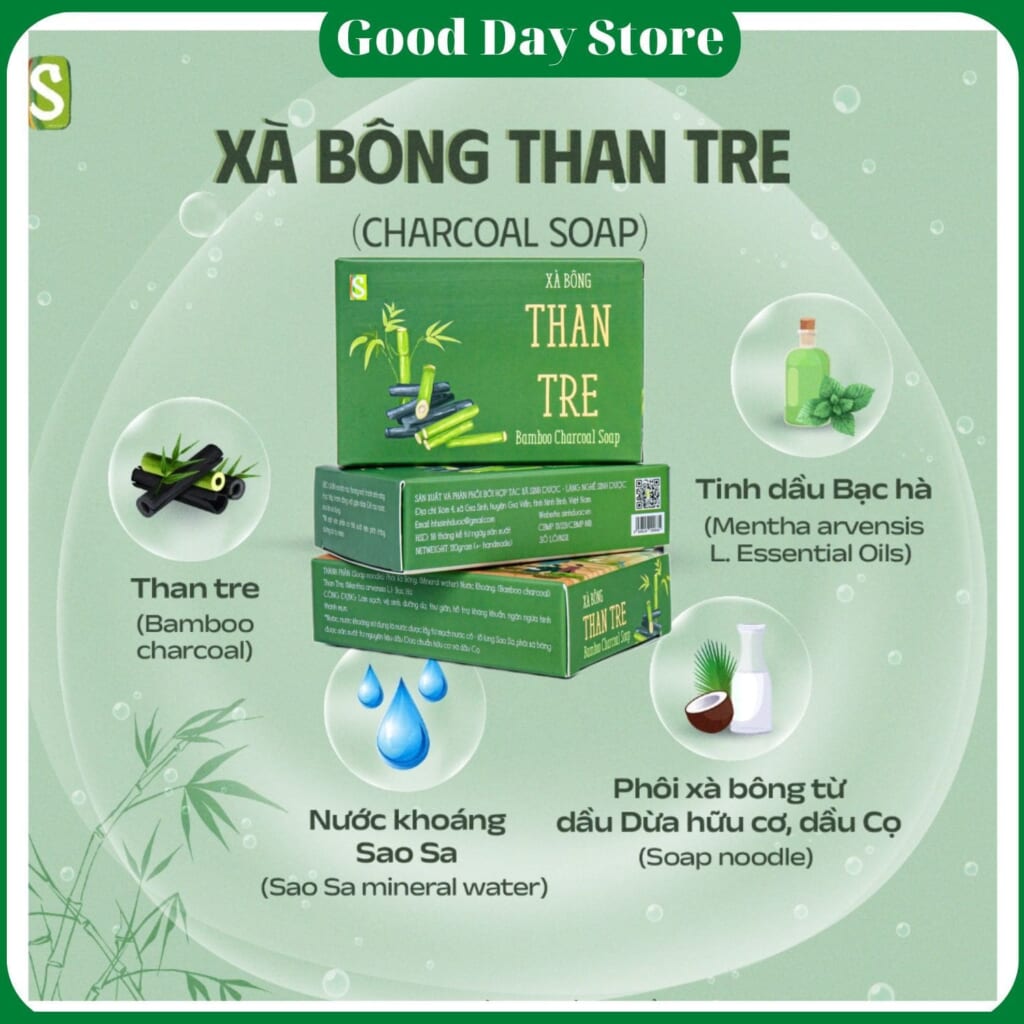 Xà Bông Than Tre Sinh Dược - Làm Sạch Sâu, Da Khô Thoáng Tự Nhiên Mỗi Ngày