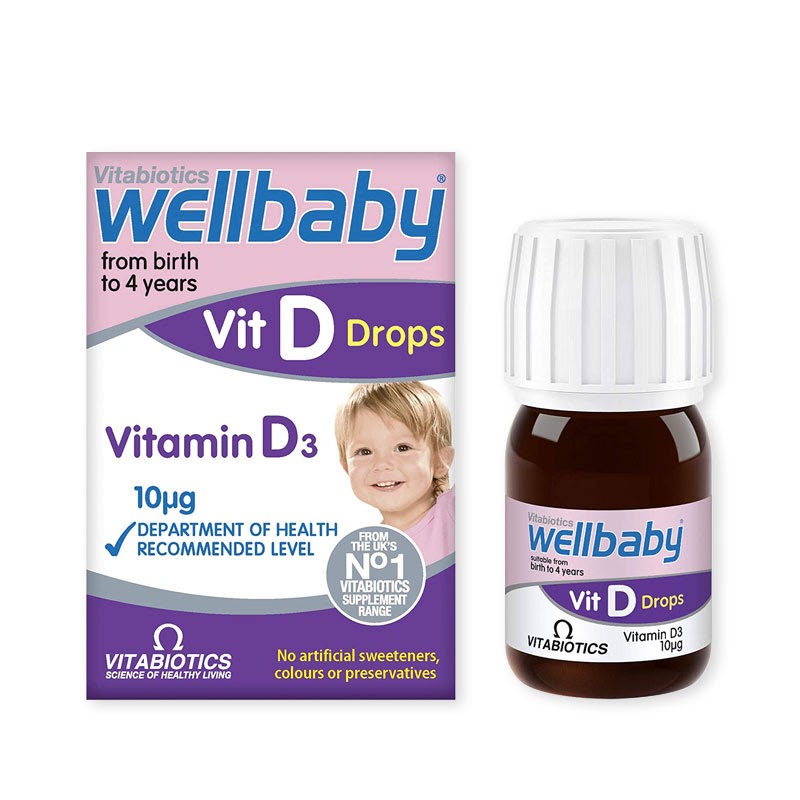 Vitabiotics Vitamin D cho bé 0 - 4 tuổi Wellbaby Vit D Drops 30ml