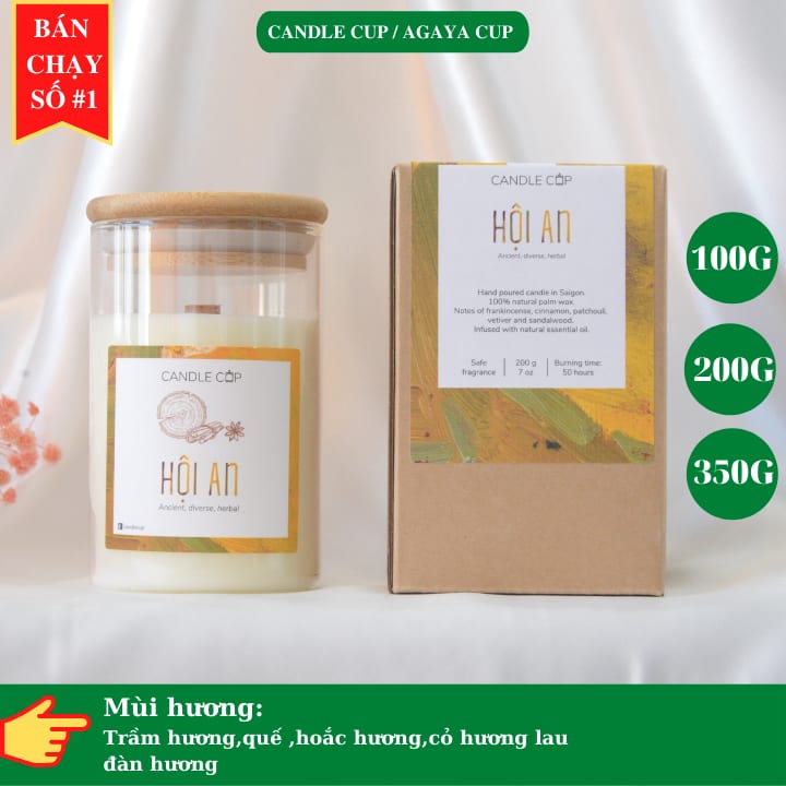 Nến thơm AGAYA (Candle Cup) mùi HỘI AN - Nến thơm tinh dầu thiên nhiên mang hương vị cổ kính yên bình