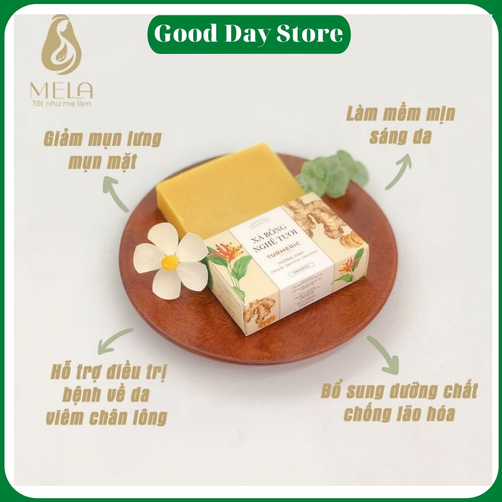 Xà Bông Nghệ Tươi Mela - Xà phòng nghệ thiên nhiên Handmade Natural Organic Soap 100g