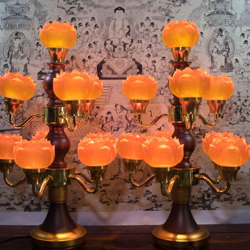 mẫu đèn hoa sen để bàn thờ